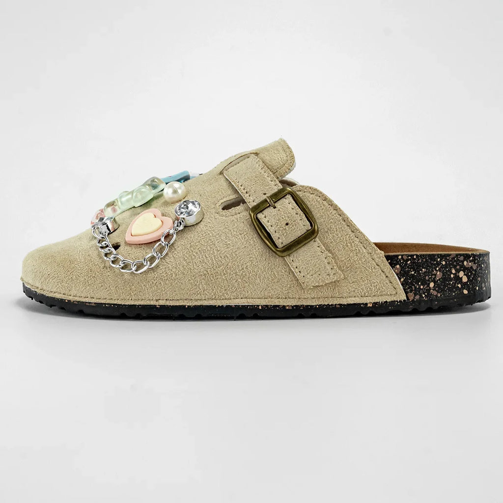 Sabot Suède pour femme en cuir | Beige Abricot