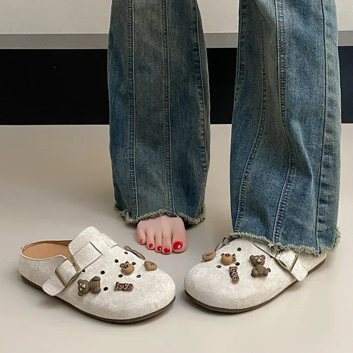 Sabot pour femme en cuir Suède Boston fermé | Blanc