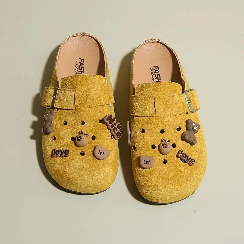Sabot pour femme en cuir Suède Boston fermé | Jaune
