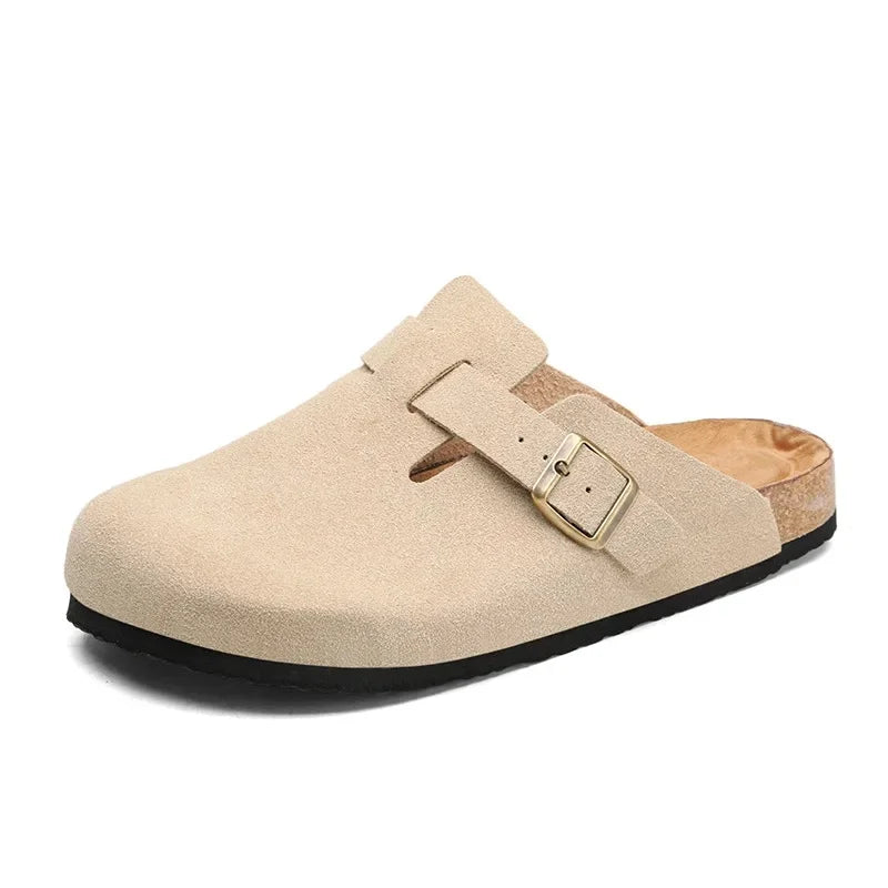Sabot en cuir Suède Boston fermé | Khaki