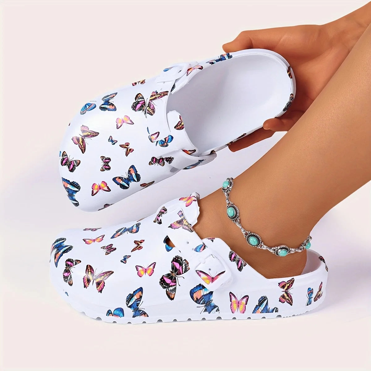 Sabot pour femme Suède en cuir | Papillon Blanc