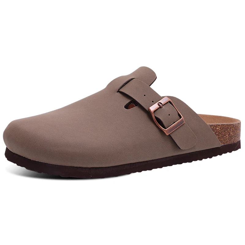 Sabot en cuir Suède fermé | Marron foncé