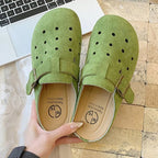 Sabot Suède pour femme ouvert en cuir | Vert Pomme