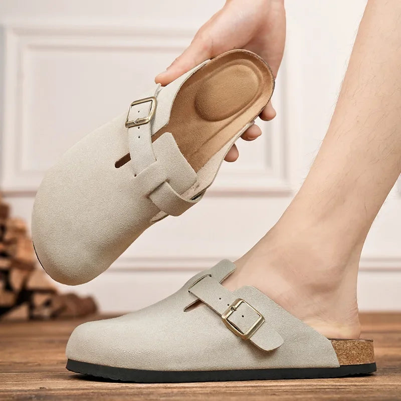Sabot en cuir Suède Boston fermé | Khaki