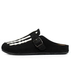 Sabot Suède rayé en cuir | Noir