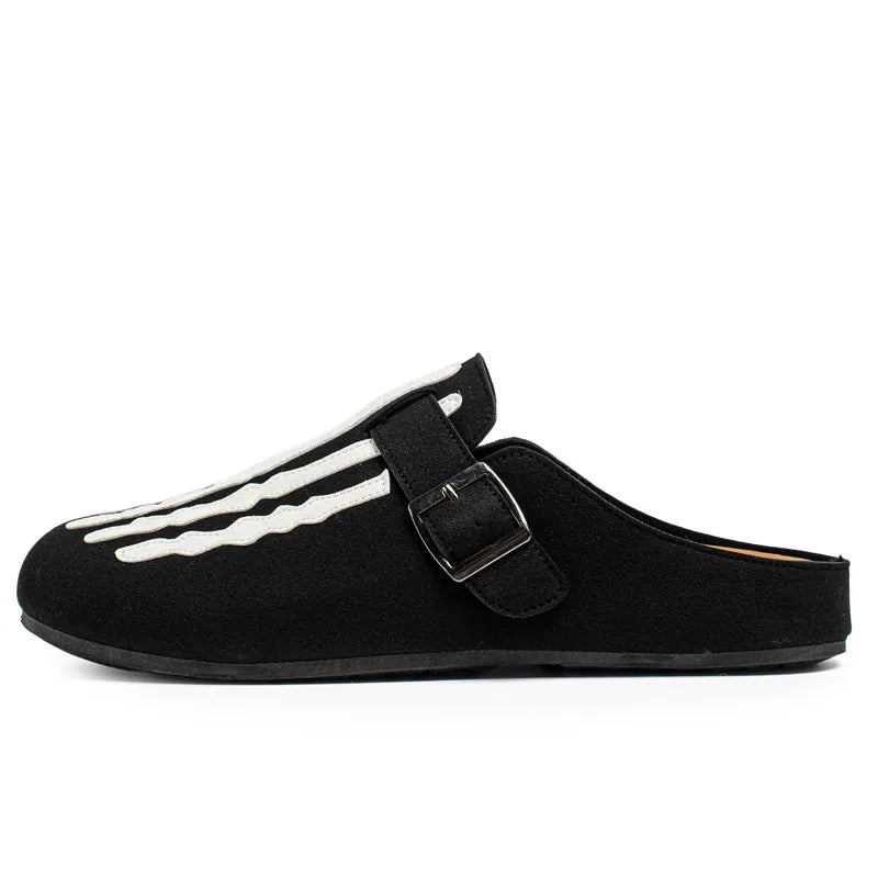 Sabot Suède rayé en cuir | Noir