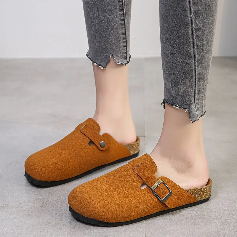 Sabot en cuir Suède Boston fermé | Belmont Ambre Brûlée