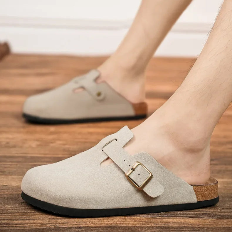 Sabot en cuir Suède Boston fermé | Khaki