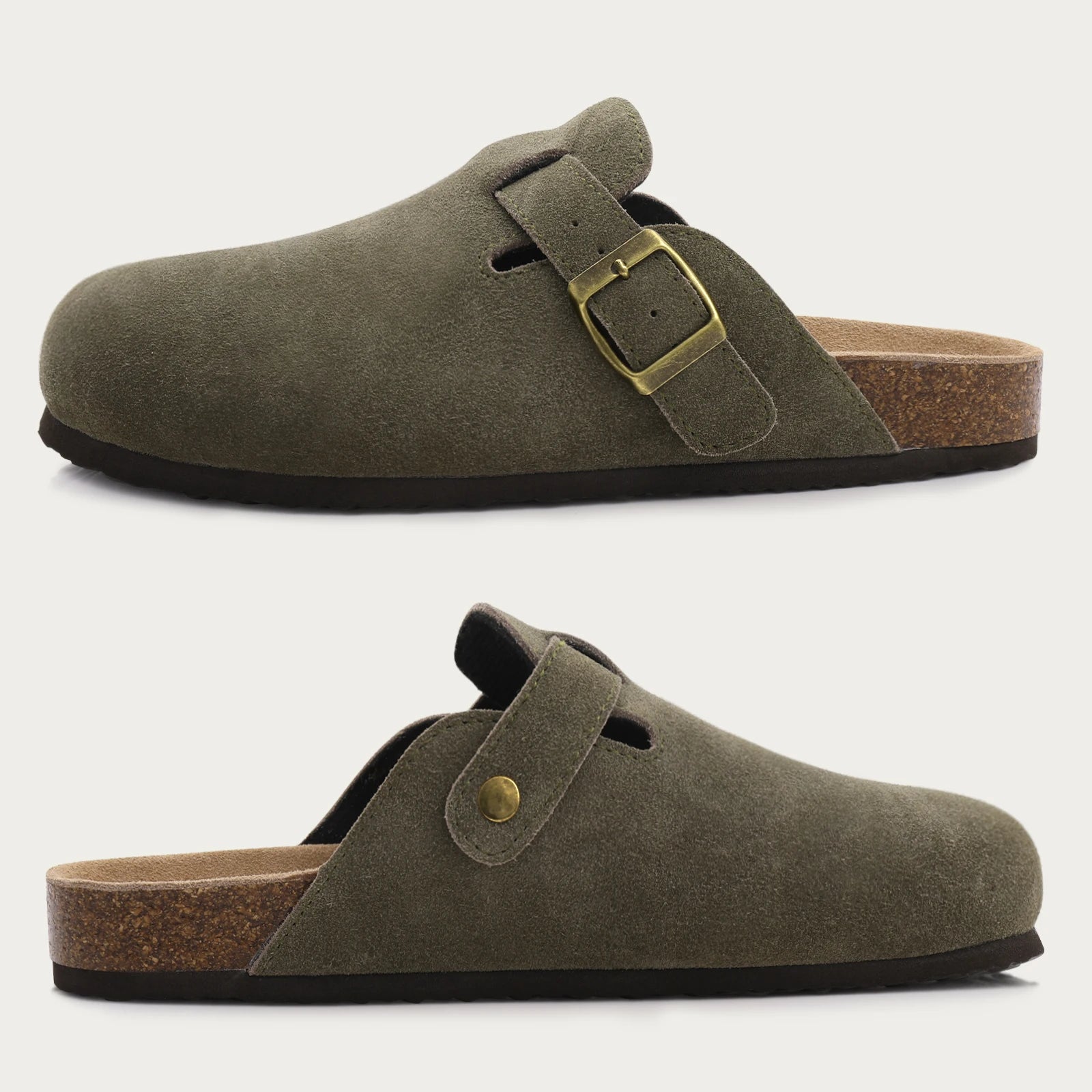 Sabot Suède fermé | vert sombre