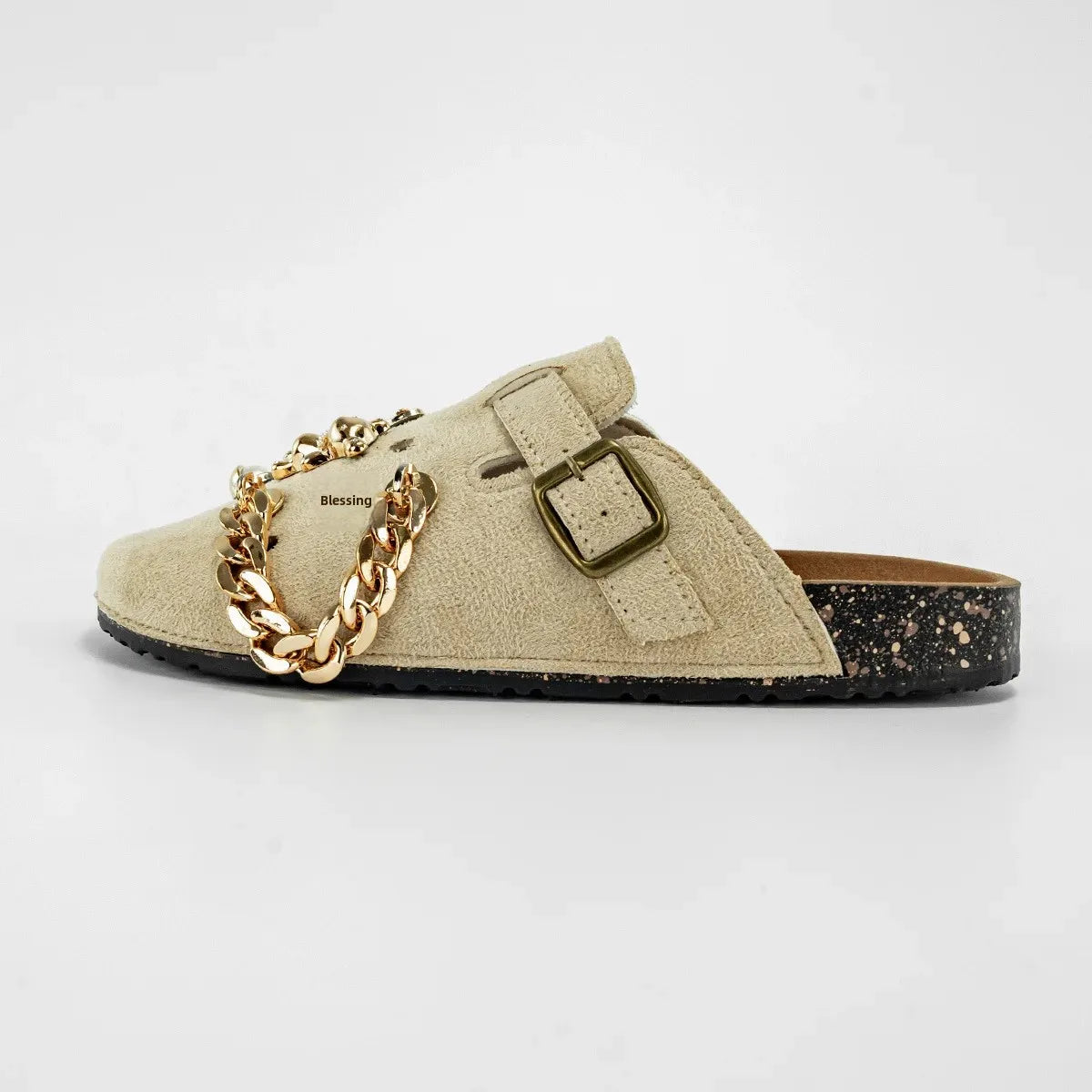 Sabot Suède pour femme en cuir | Beige Abricot