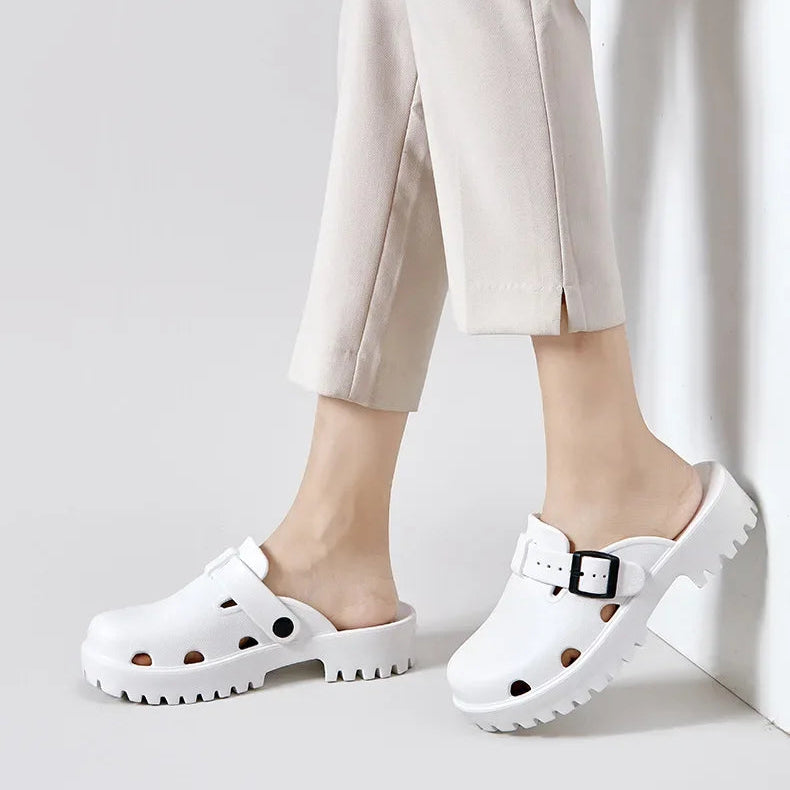 Sabot pour femme à Talon léger| Blanc Pur