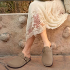 Sabot Suède fermé | beige abricot