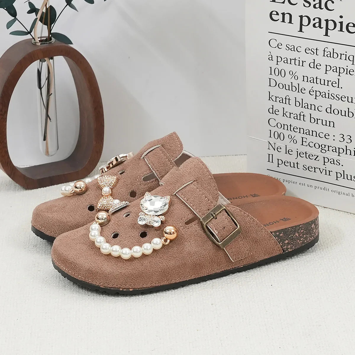 Sabot Suède pour femme en cuir | Khaki