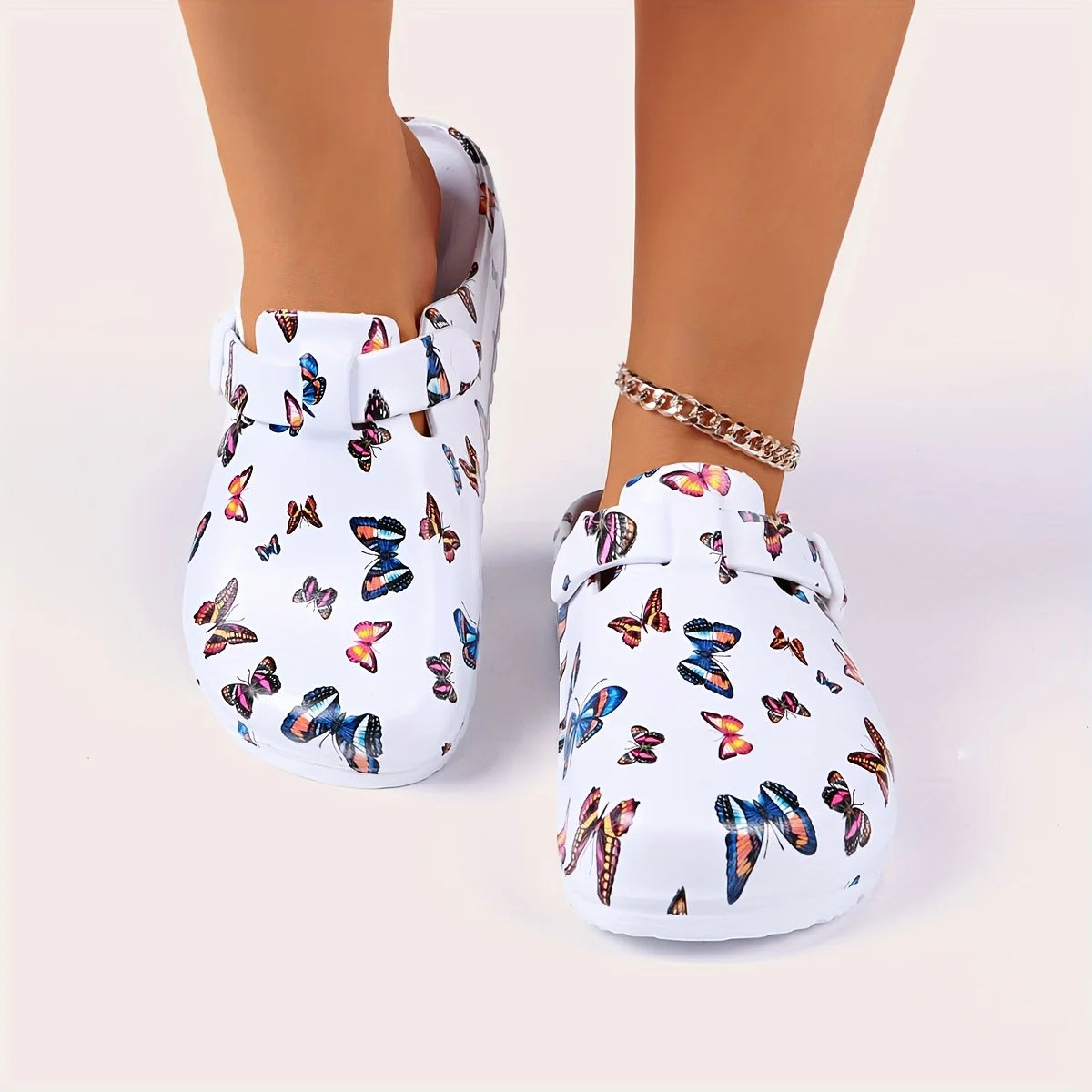 Sabot pour femme Suède en cuir | Papillon Blanc