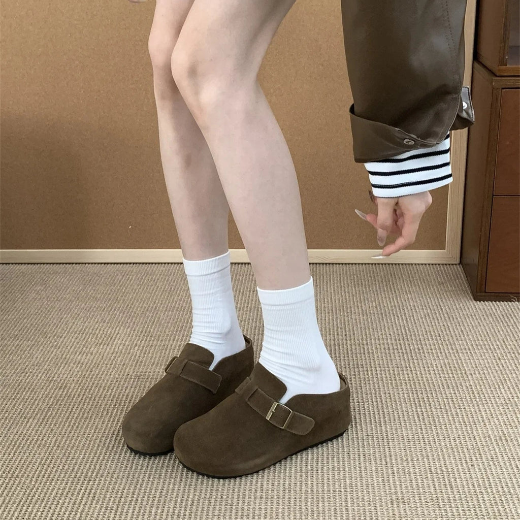 Sabot pour femme en cuir Suède Hudson fermé | Brun Sombre