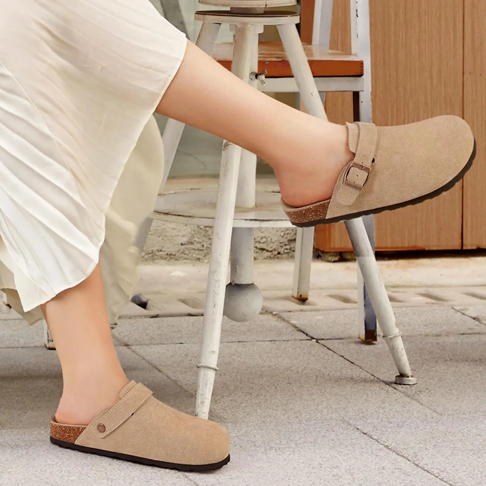 Sabot en cuir Suède Oslo fermé | Beige