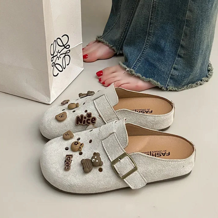 Sabot pour femme en cuir Suède Boston fermé | Blanc