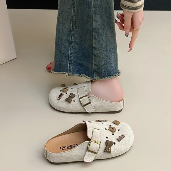 Sabot pour femme en cuir Suède Boston fermé | Blanc