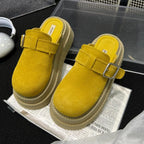 Sabot pour femme en cuir Suède Boston fermé à talon léger | Jaune