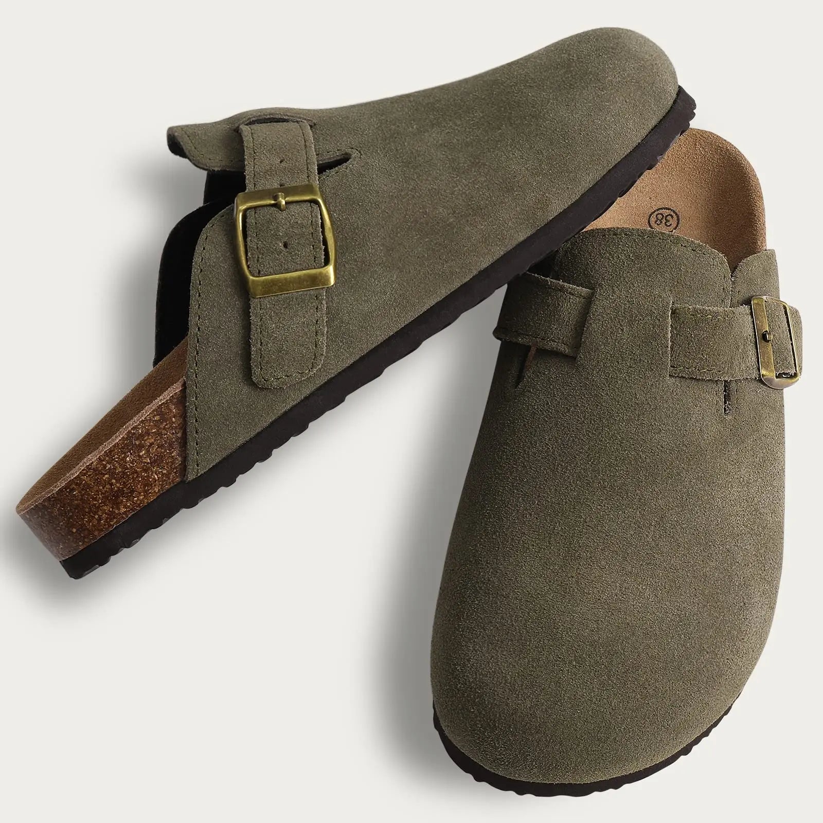 Sabot Suède fermé | vert sombre