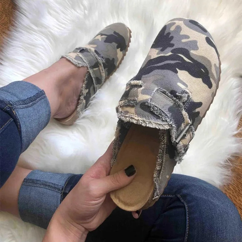Sabot pour femme Suède en cuir | Camouflage