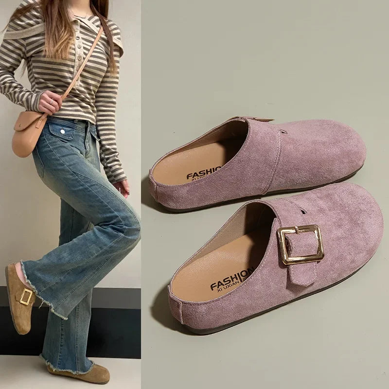 Sabot pour femme en cuir Suède Flint fermé | Rose
