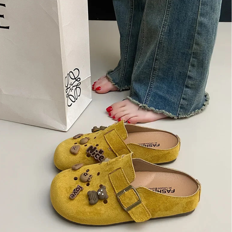Sabot pour femme en cuir Suède Boston fermé | Jaune