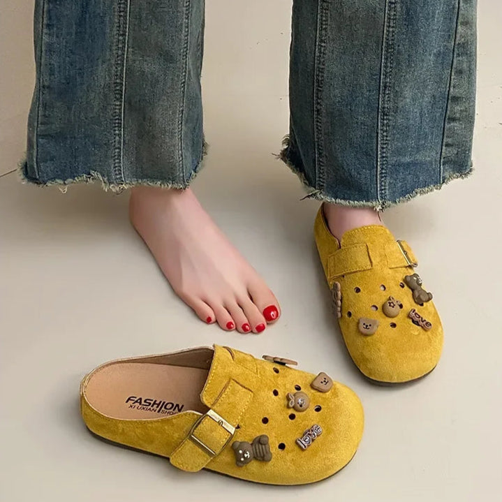 Sabot pour femme en cuir Suède Boston fermé | Jaune