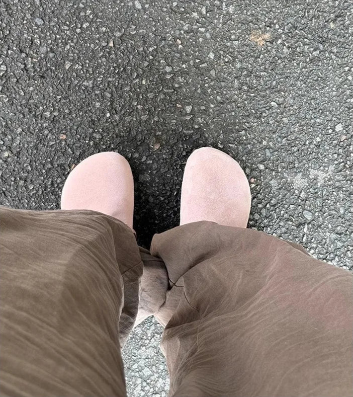 Sabot en cuir Suède Boston double fermé | Blush Chic