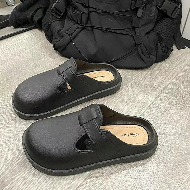 Sabot pour femme en cuir Suède Boston fermé | Noir Profond
