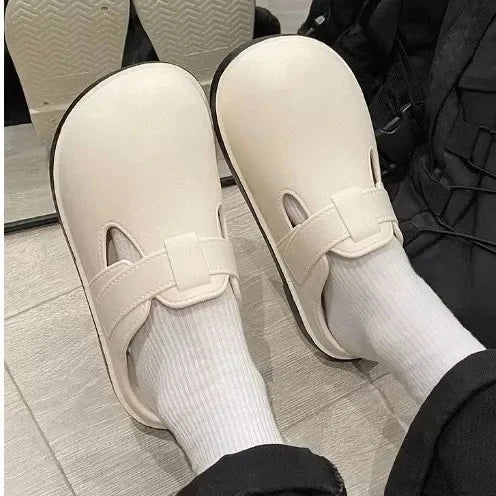 Sabot pour femme en cuir Suède Boston fermé | Blanc