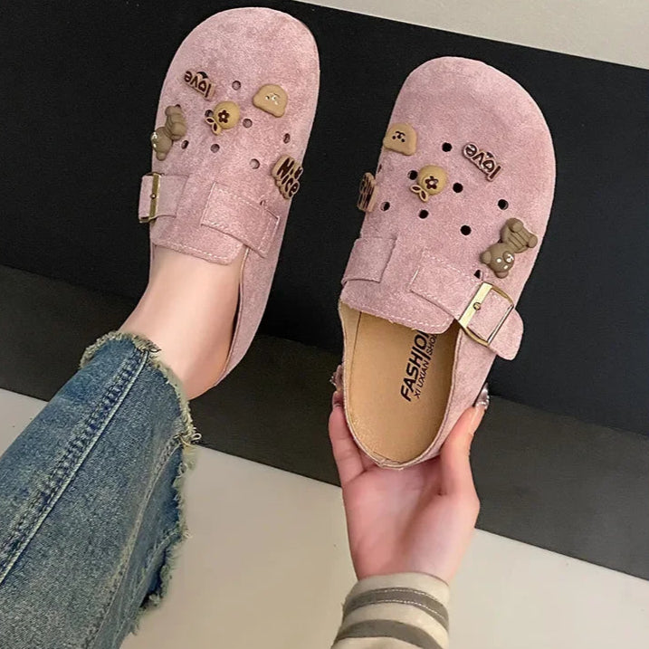 Sabot pour femme en cuir Suède Boston fermé | Rose