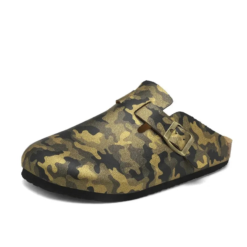 Sabot en cuir Suède Boston fermé | Camouflage Jaune