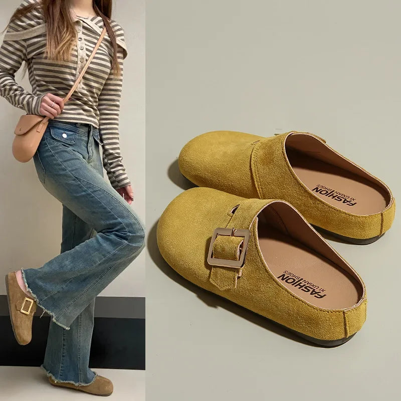 Sabot pour femme en cuir Suède Flint fermé | Jaune