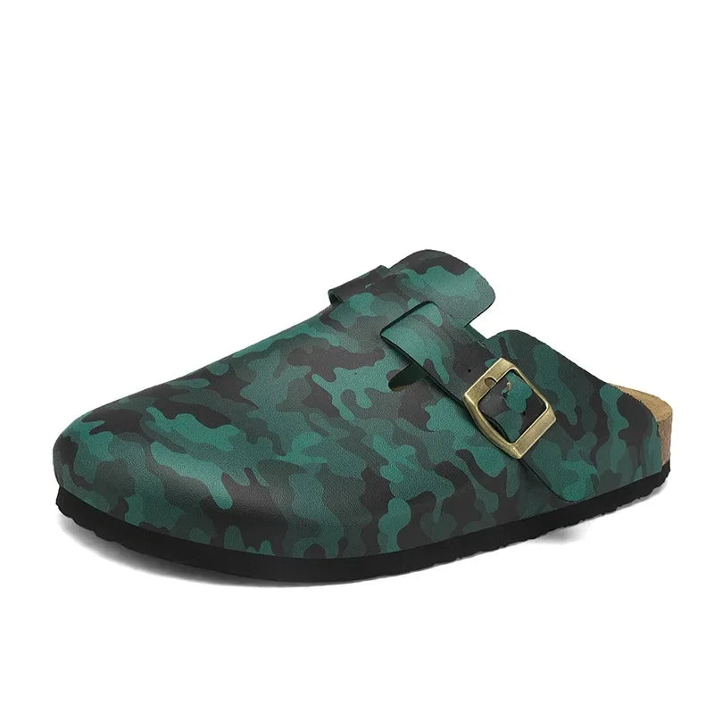 Sabot en cuir Suède Boston fermé | Camouflage Vert