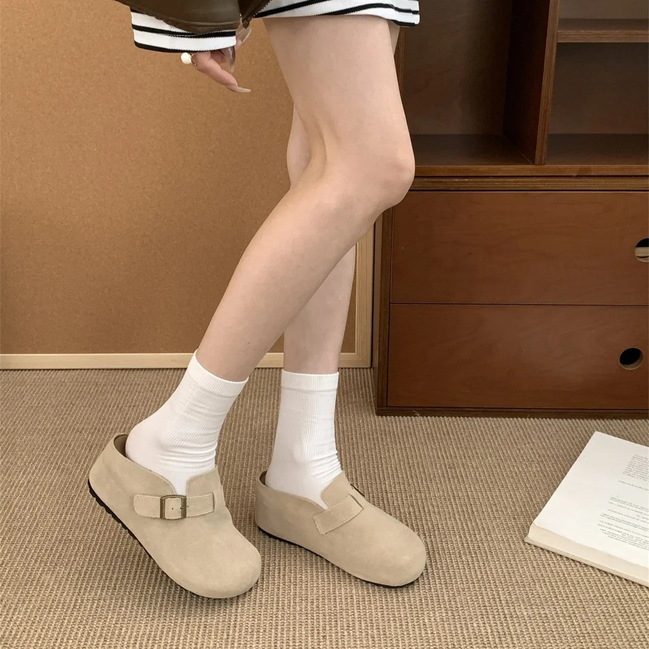 Sabot pour femme en cuir Suède Hudson fermé | Blanc