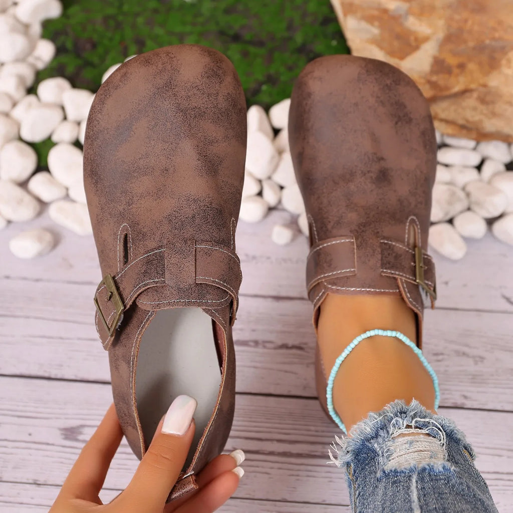 Sabot pour femme en cuir Suède Boston Lorne fermé | Marron