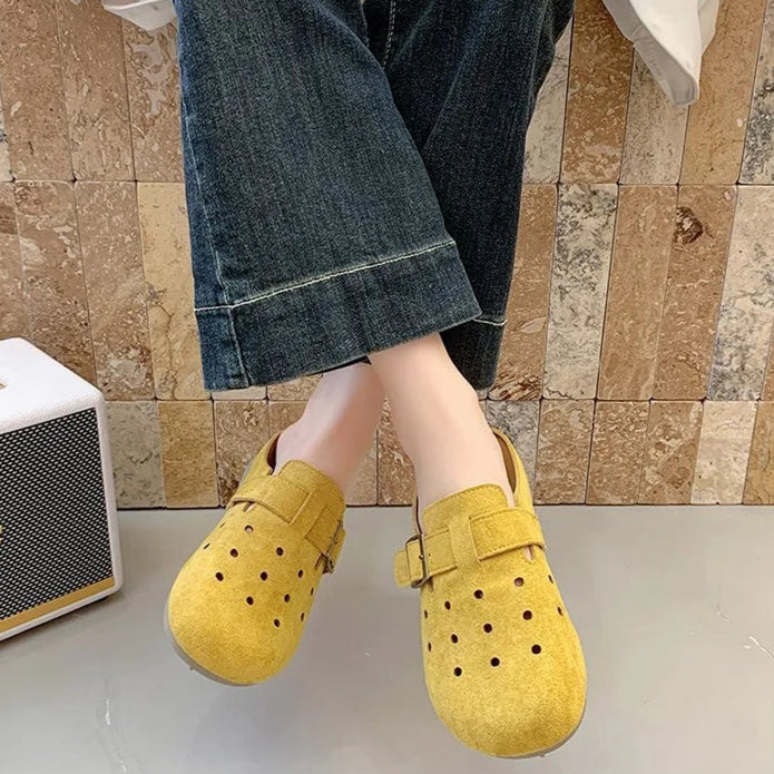 Sabot Suède pour femme ouvert en cuir | Jaune