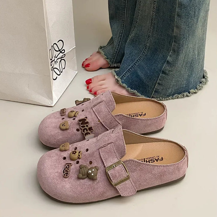 Sabot pour femme en cuir Suède Boston fermé | Rose