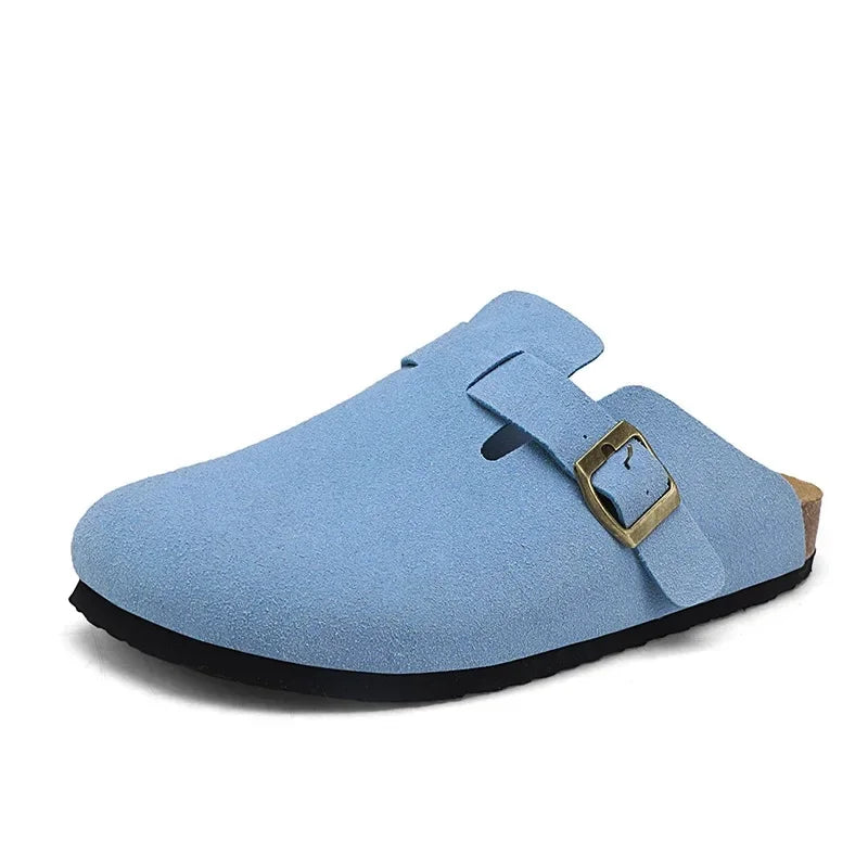 Sabot en cuir Suède Boston fermé | Bleu Clair