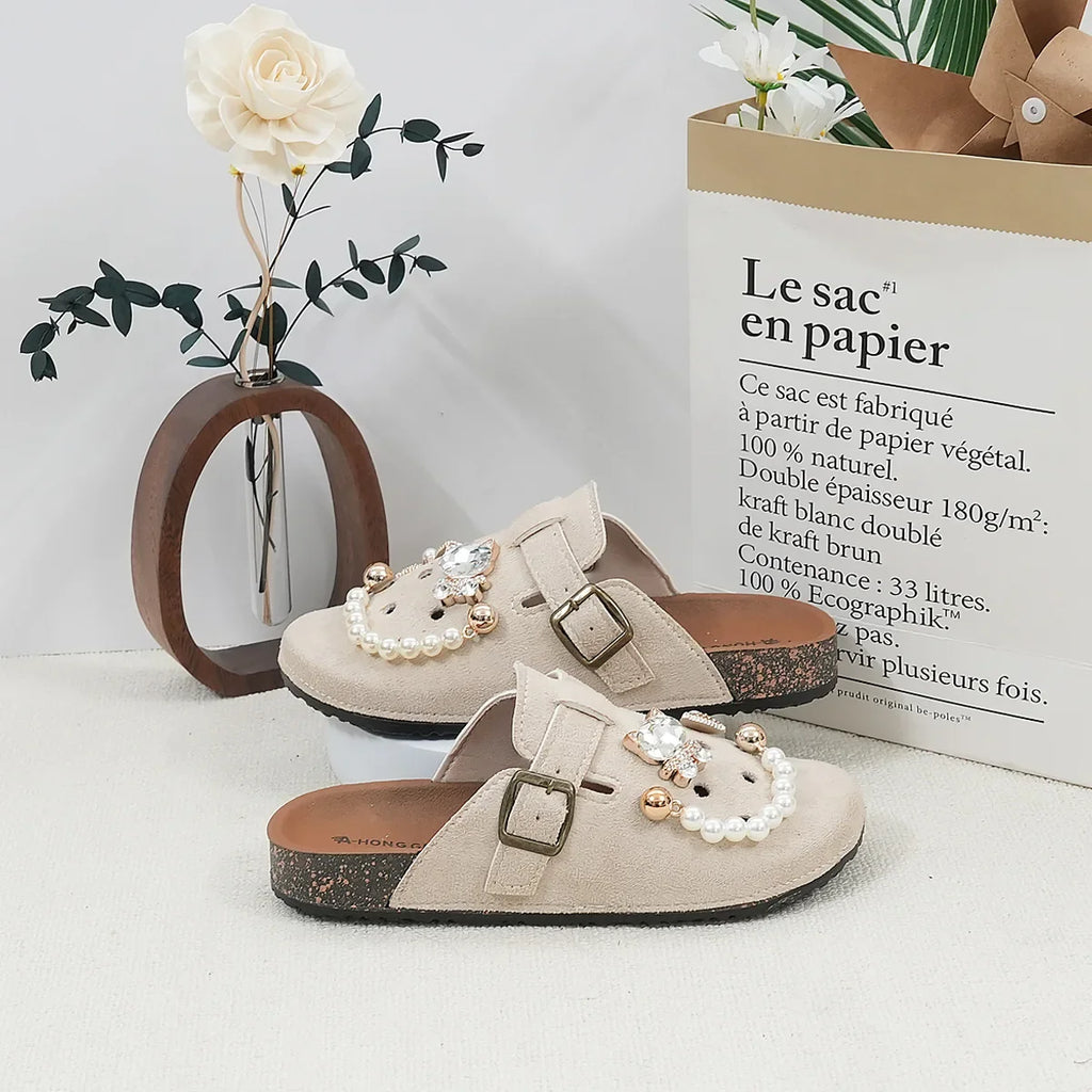 Sabot Suède pour femme en cuir | Beige Abricot