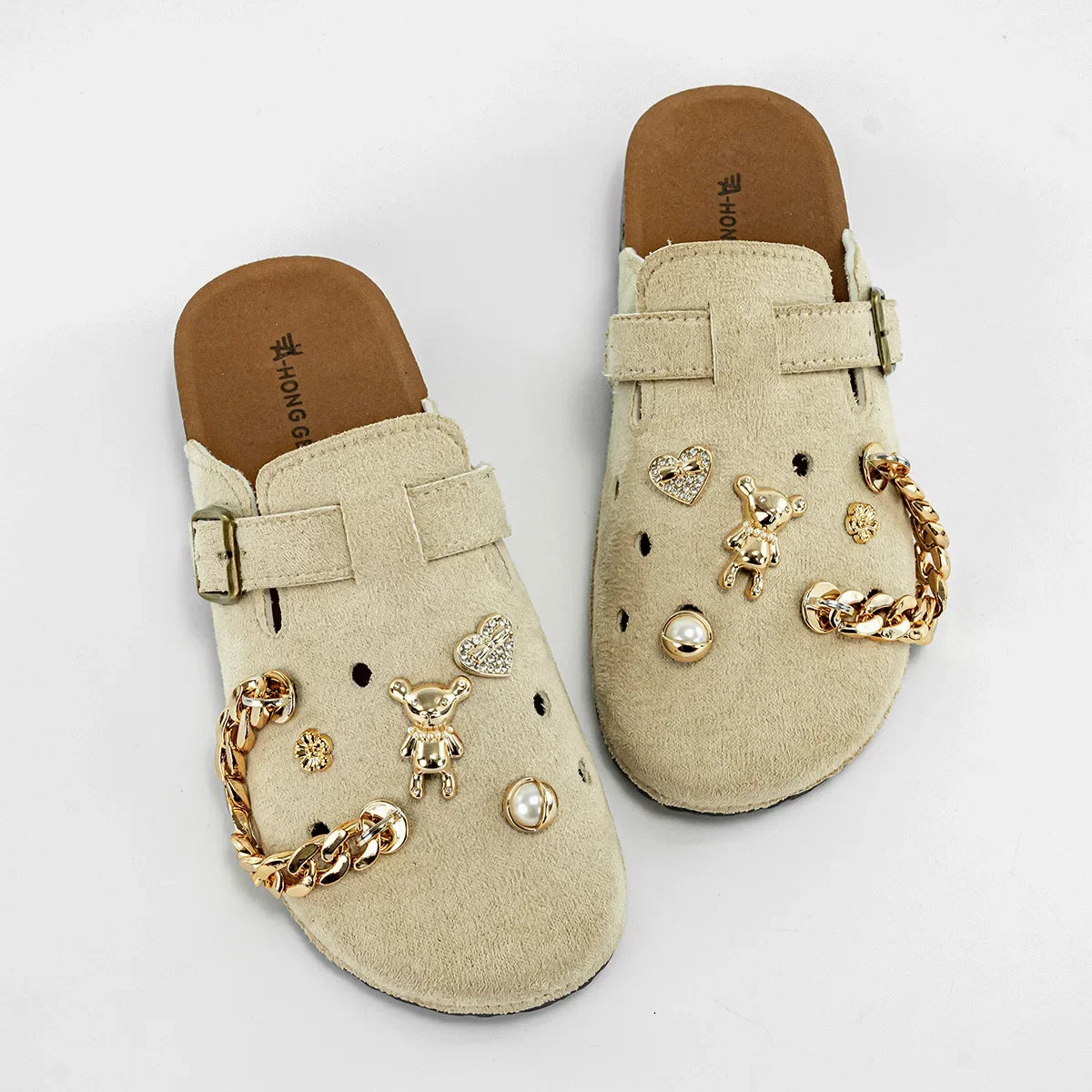 Sabot Suède pour femme en cuir | Beige Abricot