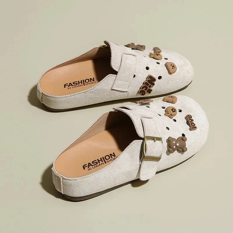 Sabot pour femme en cuir Suède Boston fermé | Blanc