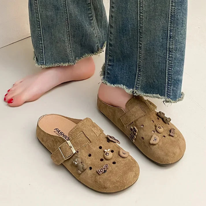 Sabot pour femme en cuir Suède Boston fermé | Brun