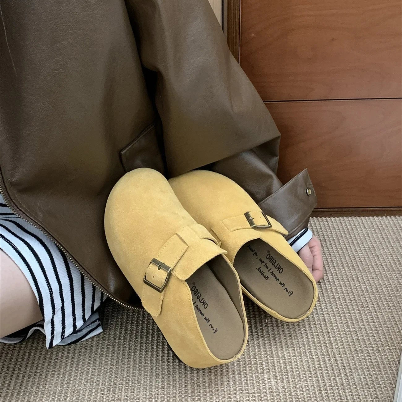 Sabot pour femme en cuir Suède Hudson fermé | Jaune