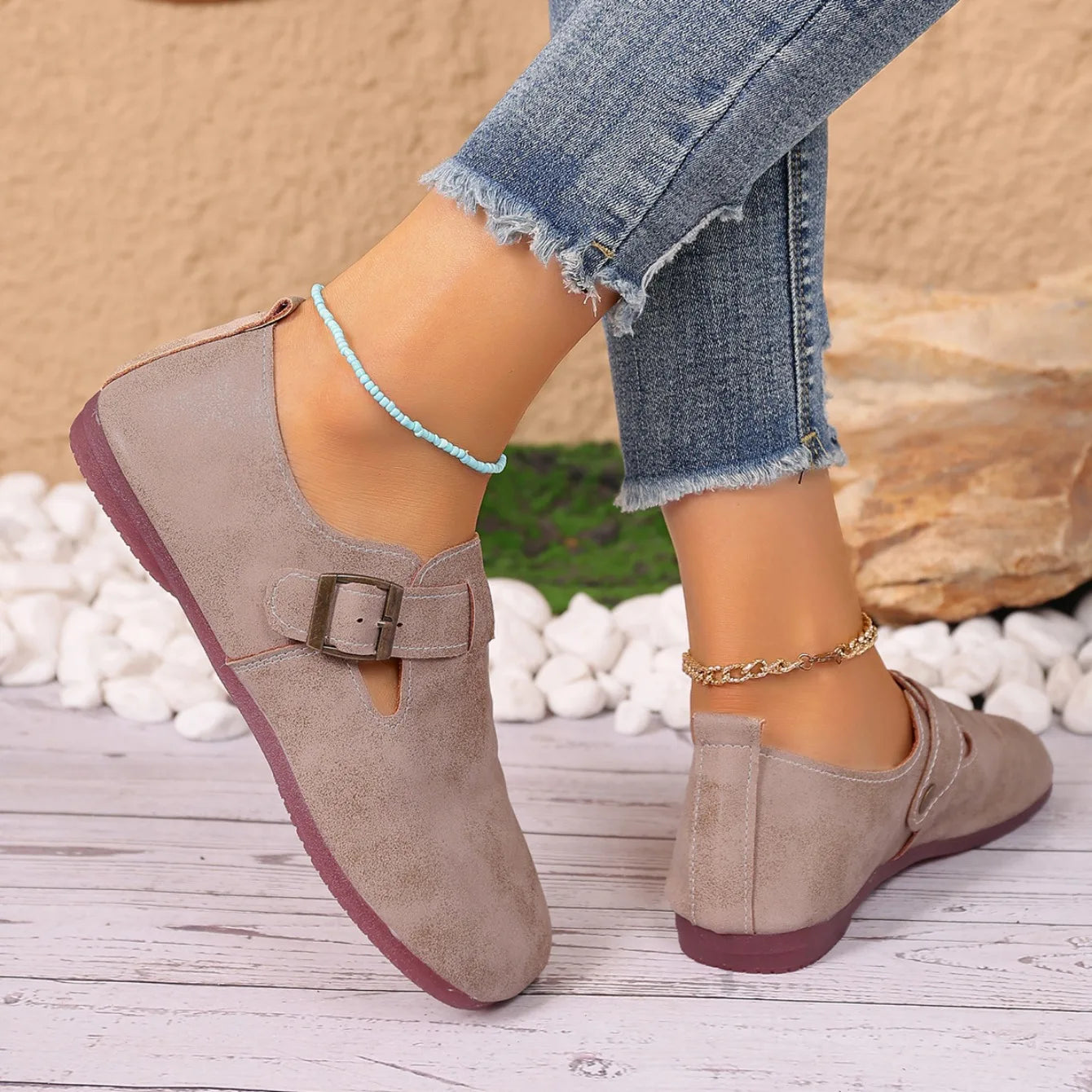 Sabot pour femme en cuir Suède Boston Lorne fermé | Khaki