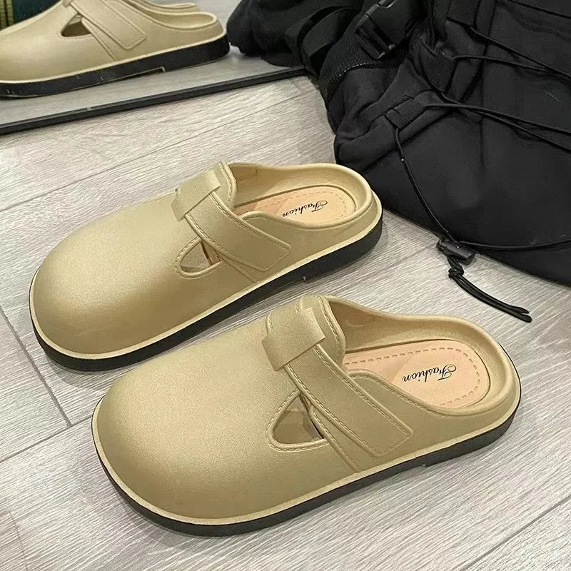 Sabot pour femme en cuir Suède Boston fermé | Khaki