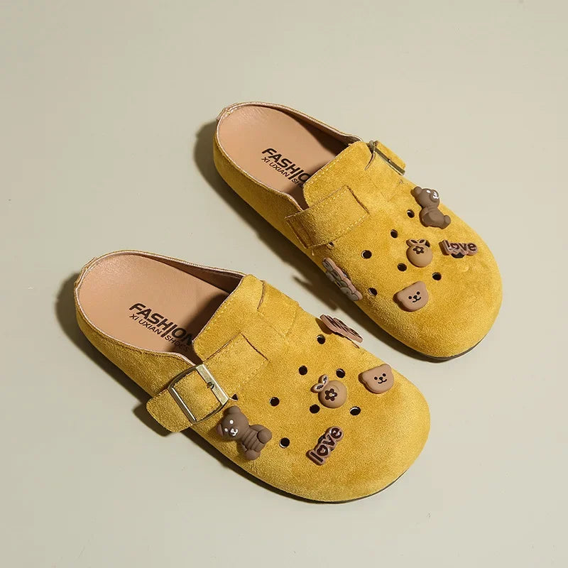 Sabot pour femme en cuir Suède Boston fermé | Jaune