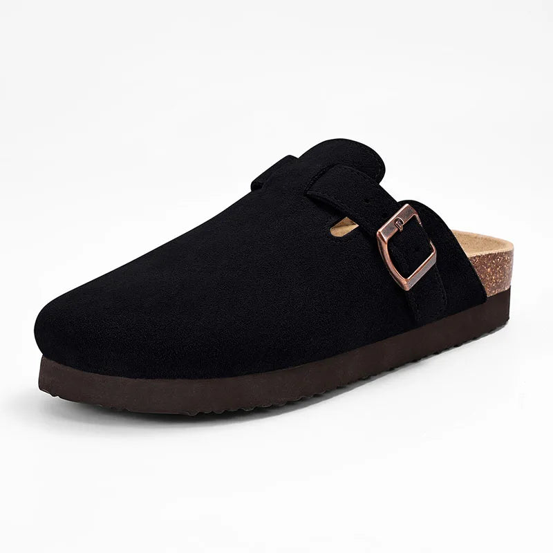 Sabot en cuir Suède fermé | Noir sombre