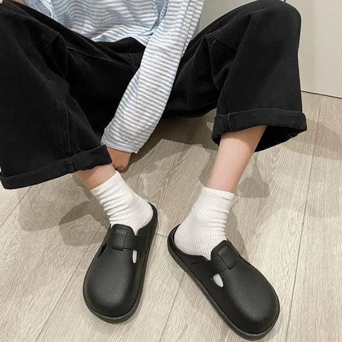 Sabot pour femme en cuir Suède Boston fermé | Noir Profond